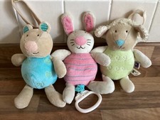 Manhattan Toy Company Vintage Baby Soft  Musical Pull Cot Pram Bear Lamb Bunny