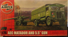 AEC Matador lorry and 5.5' Gun 1/76 Scale (Airfix)