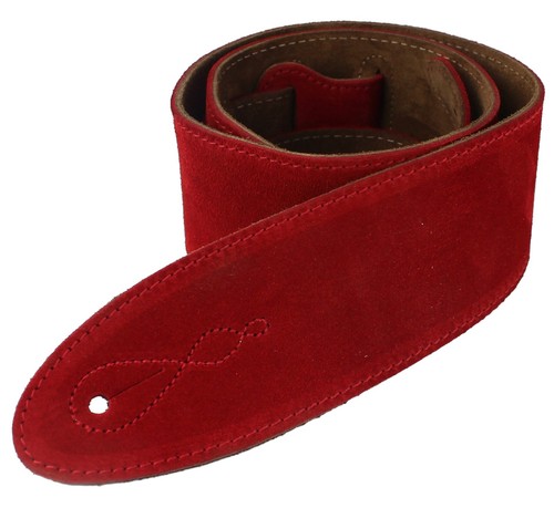 Red suede comfy guitar strap - red,