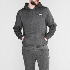 Slazenger Mens Fleece Zipped Hooded Sweatshirt Sweater XS S M L XL 2XL 3XL 4XL