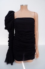 Francesca Couture Womens Mini Dress Size S Small Black Ruffle One Sleeve