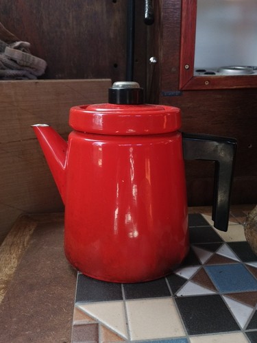 Finnish red enamel stove top - red,