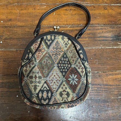 Vintage tapestry handbag - tapestry, kiss
