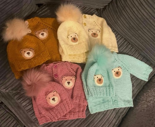 Hand knitted cardigan hat - hand,