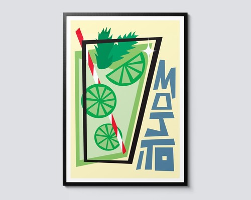 Mojito cocktail print - cocktail, bright