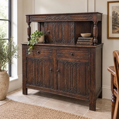 Victorian oak buffet dresser - oak,