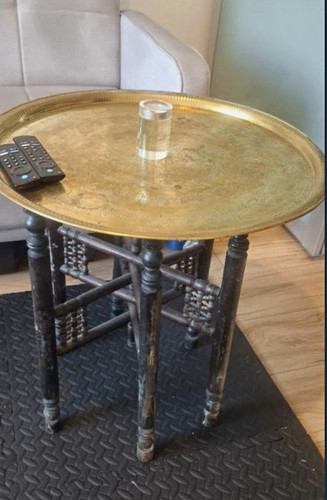 Round brass tray top - brass, side