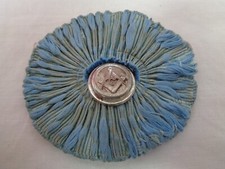 vintage Masonic rosette with button centre blue rosette