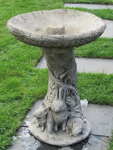 Stone concrete rabbit bird - concrete,