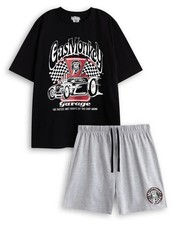 Gas Monkey Garage Logo Mens Black Short Sleeve Short Leg Pyjama Set Size Medium 