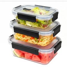 3-Pack Airtight Borosilicate Glass Food Storage Containers (410ml + 700ml + 1040