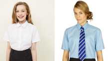 2 PACK GIRLS SHORT SLEEVE SCHOOL SHIRTS KIDS SCHOOL UNIFORM WHITE BLUE SIZE 2-18