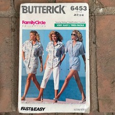 Vintage 80s BUTTERICK 6453 Loose Shirt Shorts Capri Pants PATTERN xs-s-m