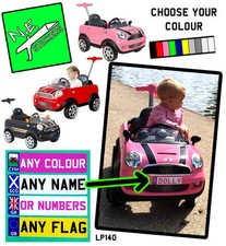 Personalised kids number plate (s) for MINI Cooper PUSH BUGGY car toy ride on