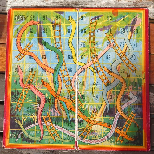 Vintage 1930s snakes ladders - snakes,