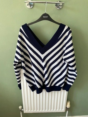 Navy blue white knitted - navy,