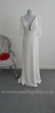 Romantica crepe wedding dress with cape sleeves UK 10
