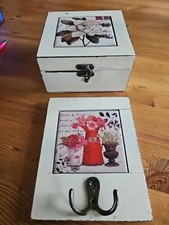 Vintage Style Wooden Box And Key Board Used