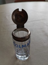 Glass Colman's Mustard Pot With Silver- Plated  Hinged Lid.Vintage.
