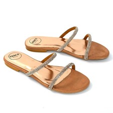 New Womens Flat Diamante