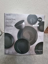 Logan Teal 12 Piece Stoneware