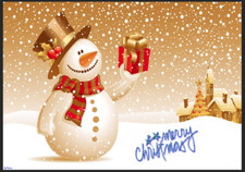 Merry Christmas Gold Snowman