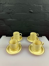4 x Poole Pottery Broadstone Yellow Tea / Coffee Cups and Saucers 2 Sets