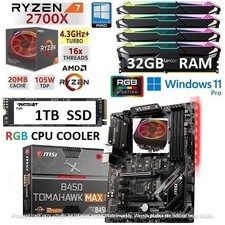 AMD Ryzen 7 2700X + 32GB RGB RAM + 2TB SSD + MSI B450 TOMAHAWK MAX 2 Motherboard