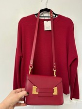 SOPHIE HULME Burgundy Cherry Red Smooth Matte Leather Crossbody Clutch Bag £425