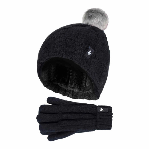 Girls cable bobble hat - cable,