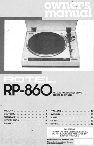 Rotel 860 turntable - rotel,
