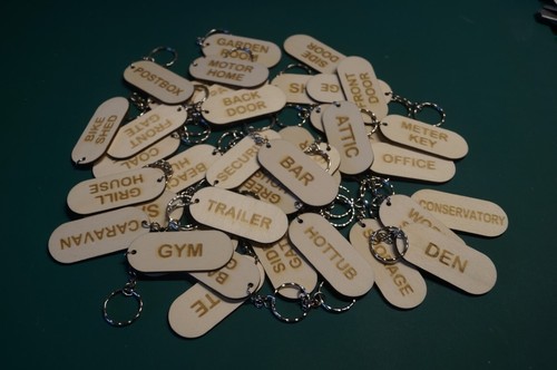 Laser etched wood key fob - , with