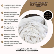 Luxury Mulberry Silk-Filled Duvet, Summer. Hand-Finished. 100% Natural All Sizes