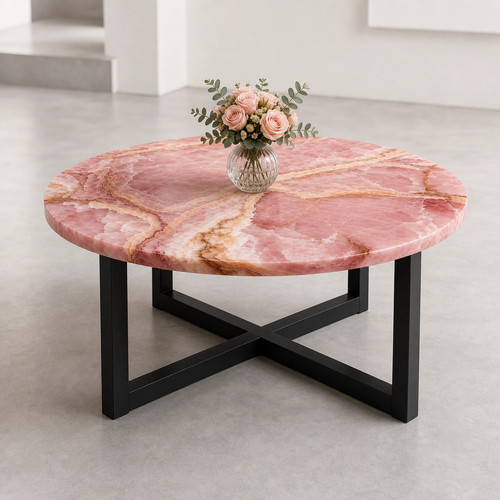 Pink onyx coffee table top - pink,