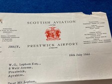 PRESTWICK AYRSHIRE  KA9 VINTAGE PAPERWORK  SCOTTISH AVIATION /