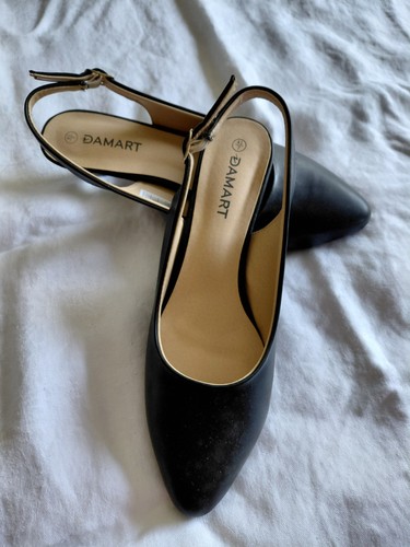 Damart black leather slingback - damart,