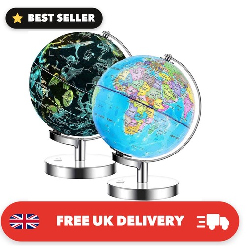 Illuminated world globe 23cm - globe,