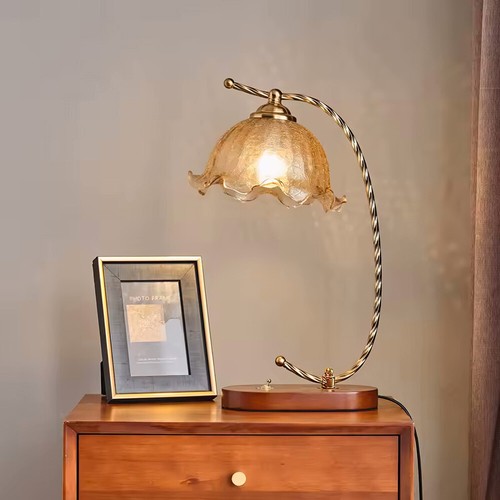 Flower glass shade table lamp - glass,