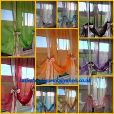 Plain Voile Tie Blinds Net Curtain Panels - Many Colours Available
