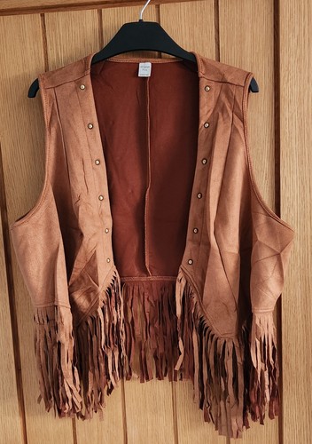 Brown suede style fringe - suede-style,