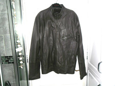 Men's Leather Jacket Size L brown Biker style used