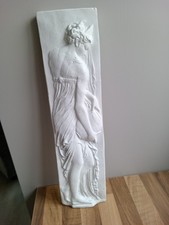 french plaster lady on picture vintage, upcyled in vintage white paint