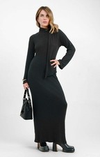 ASOS DESIGN Womens Black Maxi Dress High Neck Long Sleeve RRP £40