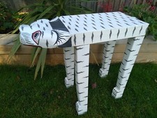 Cat Side table Coffee table WHITE CAT FAIR TRADE Hand Made NEW LARGE