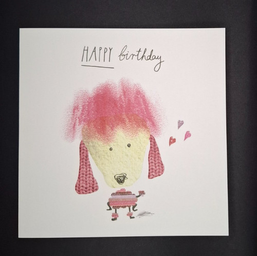 Happy birthday pink poodle - birthday,,