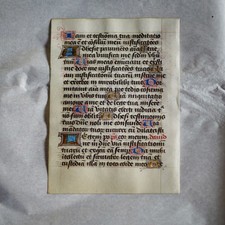 Book of Hours Leaf 15th Century France Illuminated Manuscript Bible Parchment