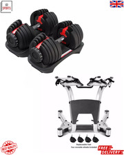 Adjustable Dumbbells 40 kg Set Pair & Storage Stand Rack 80Kg Weights Home Gym
