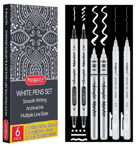 White ink pens set 5mm - white,