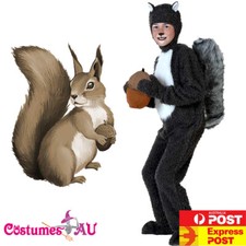 Mens Black Squirrel Costume Adult Womens Book Week Zoo Party Animal Jumpsuit