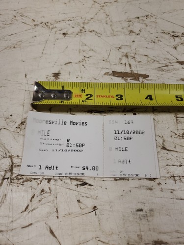 Movie ticket stub mile - ticket, 8
